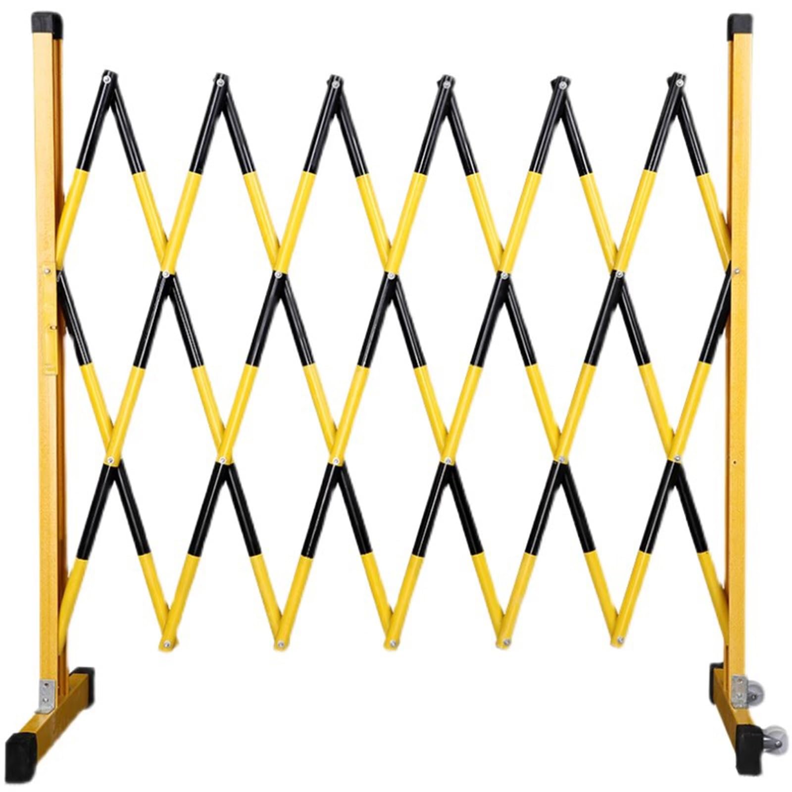 Barrera de tráfico de metal ajustable - Puerta de seguridad plegable con ruedas, 1,2 x 3 m, valla de seguridad industrial negra, solución de control de acceso flexible para eventos