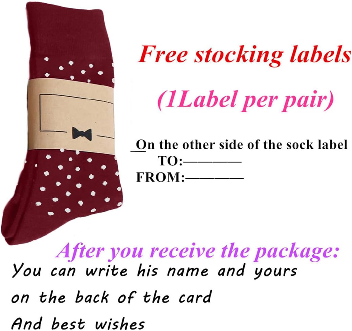 Socks For Men Groomsmen Gifts For Men Dot Christmas Dress Socks Wedding 9-13 100% cotton Casual Crew Socks - Image 5