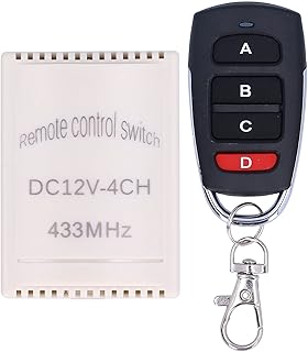 Transmitter Receiver Kit, 4CH Garage Door Remote Control Door Remote Wireless Relay 433Mhz 12V for Garage Gate