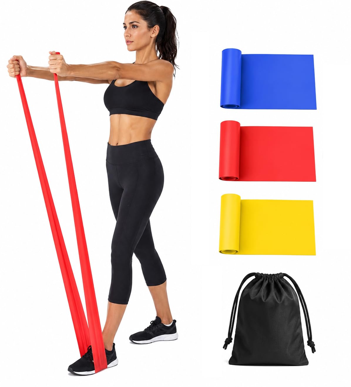 Resistance Bands Set of 3 with Carry Bag, Exercise Bands 15lb 20lb 25lb, 150cm Fitness Workout Bands for Women & Men, Stretch Bands for Yoga, Pilates, Strength Training, Physiotherapy & Home Gym