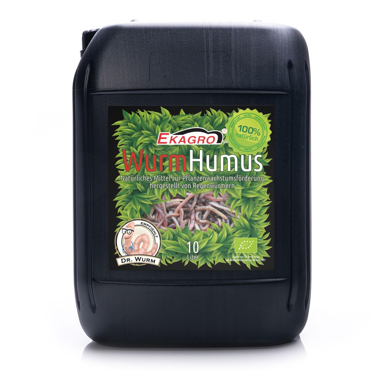Ekagro BIO Dünger 10L Organisch Wurmhumus | Universaldünger Flüssig für Obst, Gemüse & Blumen | Pflanzendünger für Zimmerpflanzen, Balkonpflanzen & Grünpflanzen | Pflanzenwachstumsverstärker