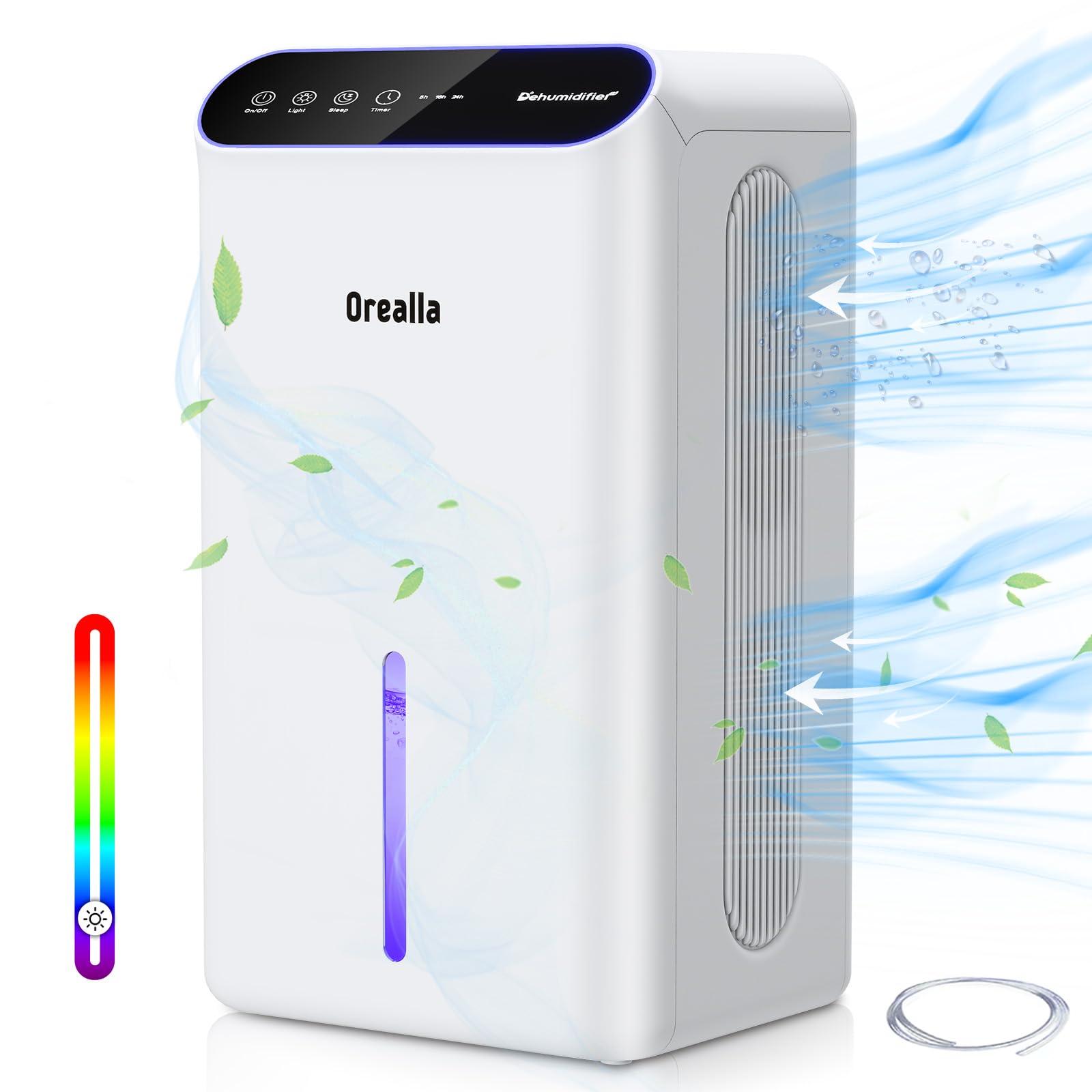 Deshumidificateur d Air 2.5L - Déshumidificateur d'air Electrique pour Maison avec Mode Nuit Silencieux 30 dB Minuterie, Deshumidificateur Anti Moisissure pour Salle de Bain Chambre Cave