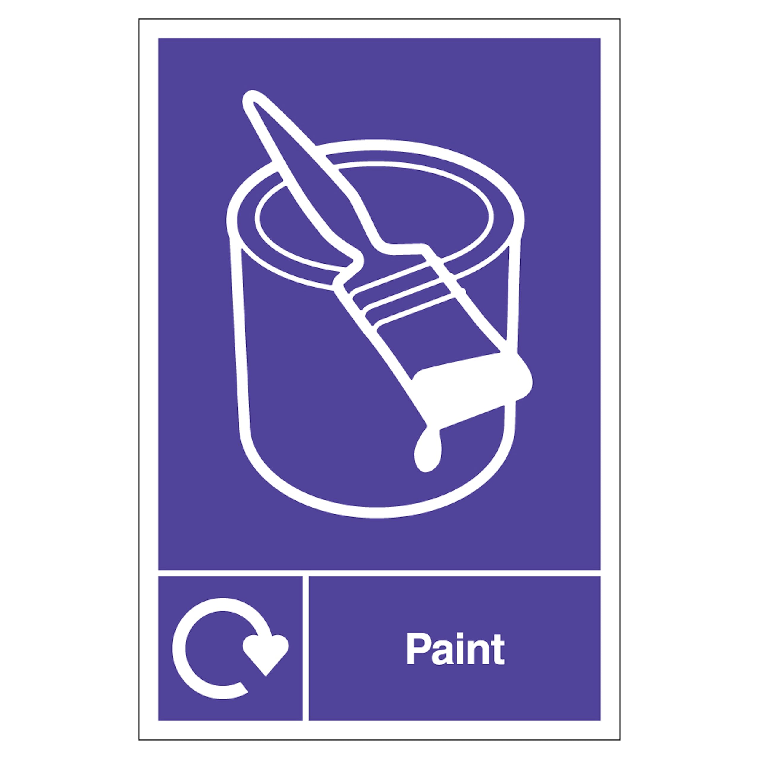 V Safety WRAP - Paint Recycling 300 x 400mm - 1mm Rigid Plastic Safety Sign