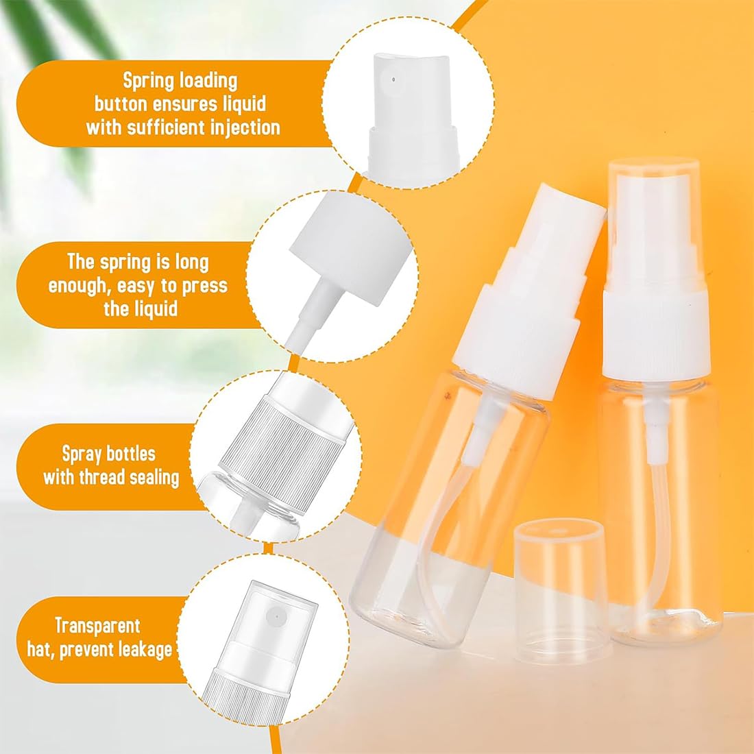 NJCXOLA 4 Piezas Bote Spray, Botellas Aerosol Vacío Plástico, Spray Bottle, Botella de Spray rellenable Vacío,Botella de Pulverizadora Transparente,para Aceites Esenciales, Limpieza, Perfume