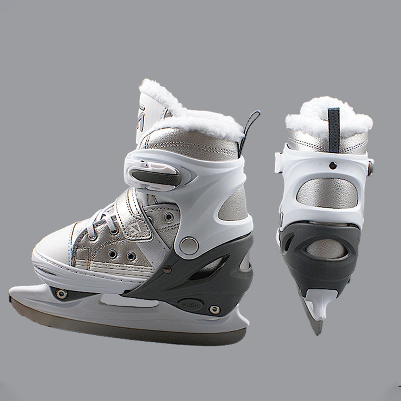 Patins de hockey sur glace junior,Patins de hockey sur glace réglables pour débutants hommes et femmes,Patins À Glace avec Système De Laçage Rapide Et Boucle À Poussoir pour Un Maintien Sûr