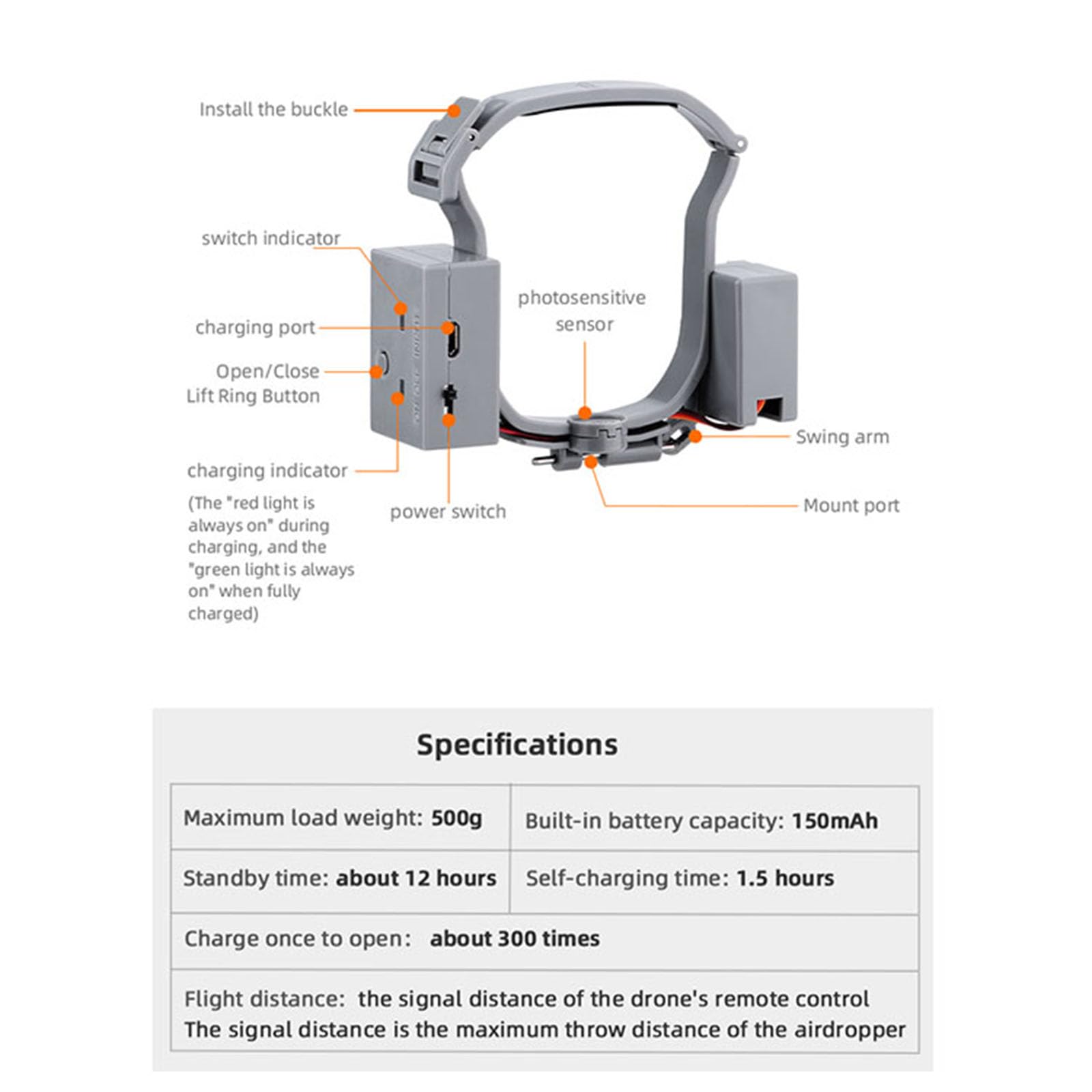 Système Airdrop pour drone + Trains d'atterrissage pour DJI Air 3 - Lanceur de charge utile - Transport - Dispositif de déverrouillage - Dispositif de chute - Jambes étendues