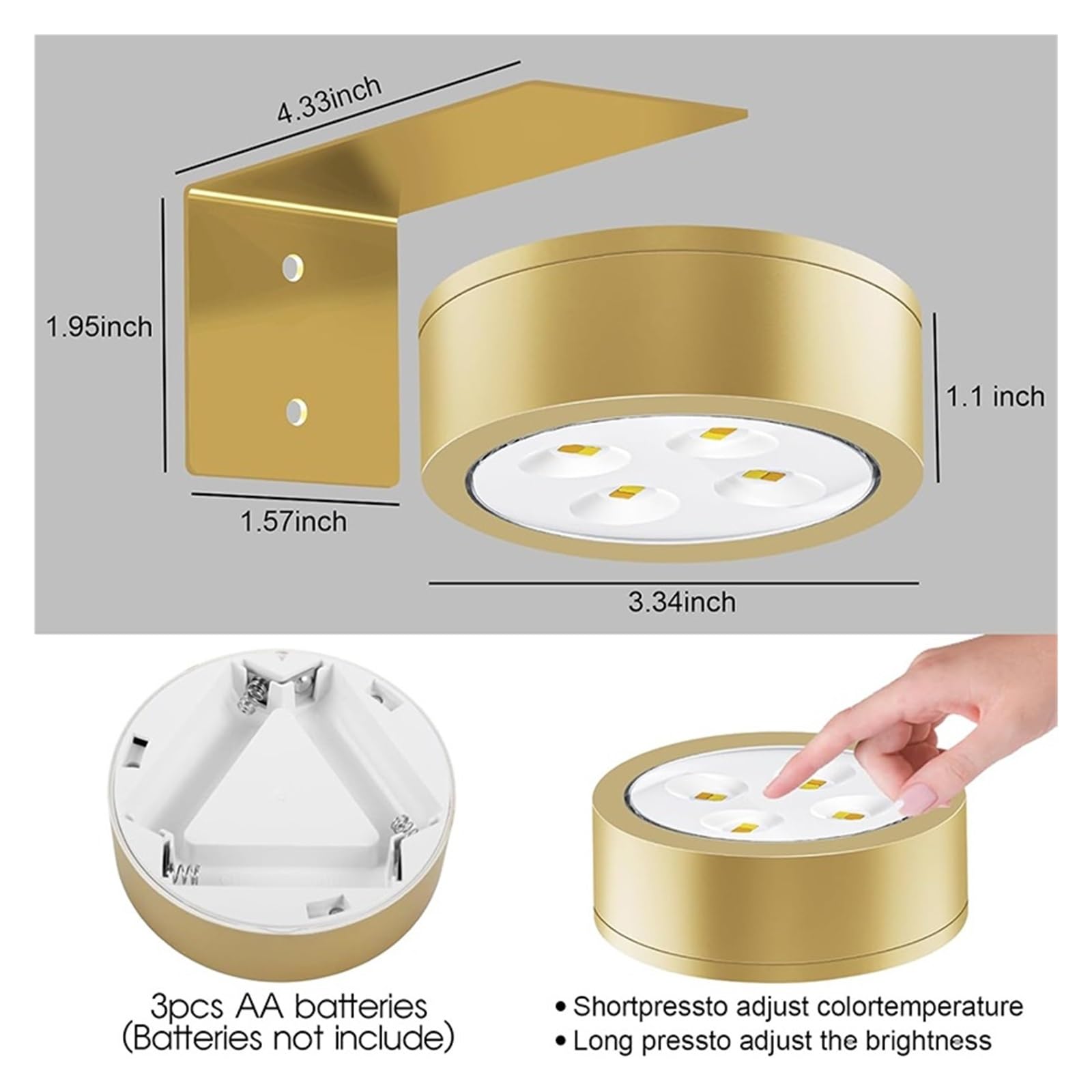 3/6 Pezzi Di Luci For Quadri A Batteria, Magnetiche A LED For Pittura Con Timer Dimmerabile Remoto, 3 Modalità Illuminazione, Luce For Esposizione Artistica Facile da installare(White-3pcs)