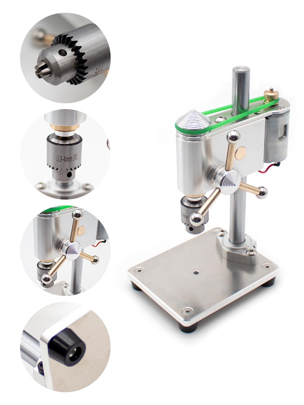Toplionace Micro Trapano da Banco CA 100-240V con Adattatore di Alimentazione a Velocità Regolabile Mini Trapano Strumento di Riparazione di Orologi di Precisione (0,3-4MM)
