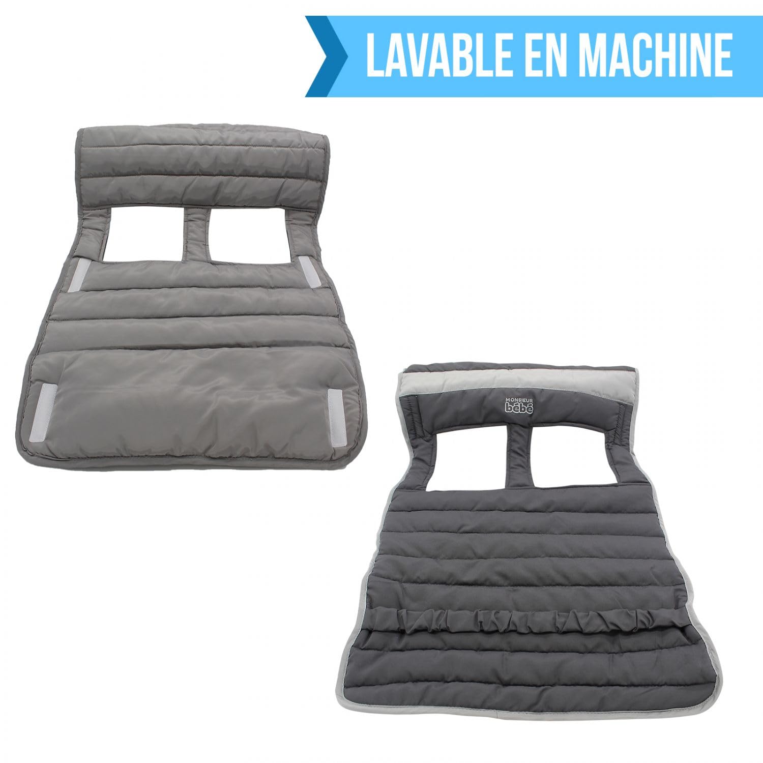 Monsieur Bébé - Lot de 2 protèges Chariots pour Enfant - Gris foncé