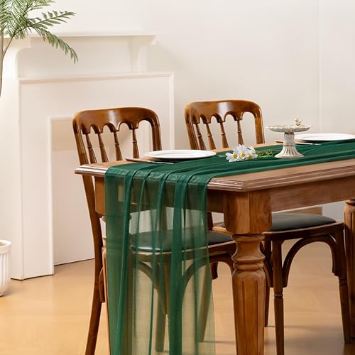 Miniatura 9 de Socomi Camino de mesa de gasa color champán para boda, 10 pies y 120 pulgadas de largo, bohemio, rústico, para decoración de despedida de soltera,