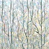 DKTIE Nature Pattern Rainbow Window Film Decorative Stained Glass Window Film Static Cling Films Easy Apply Removable Comes with Tools (U1747-rainbow, 17.7' x 78.7')