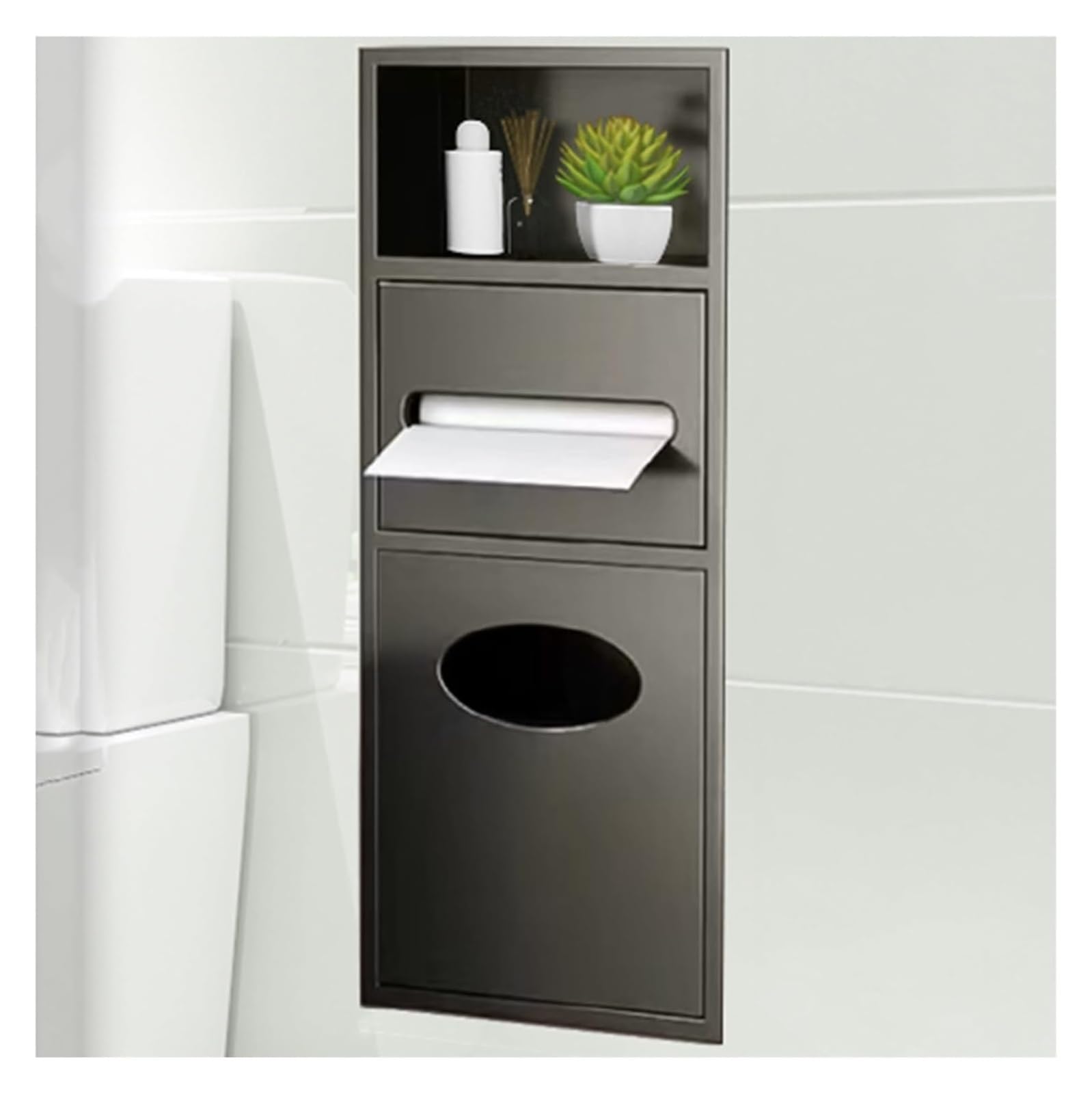 Pattumiera da incasso in acciaio inox per carta igienica, per bagno, cucina, soggiorno, camera da letto, hotel e casa