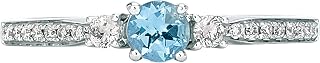 LeVian 14K Rose or White Gold, Round Gemstone & 1/6 Cttw Diamond Three Stone Ring (H-I Color, VS2-SI1 Clarity) - Choice of Stone Color