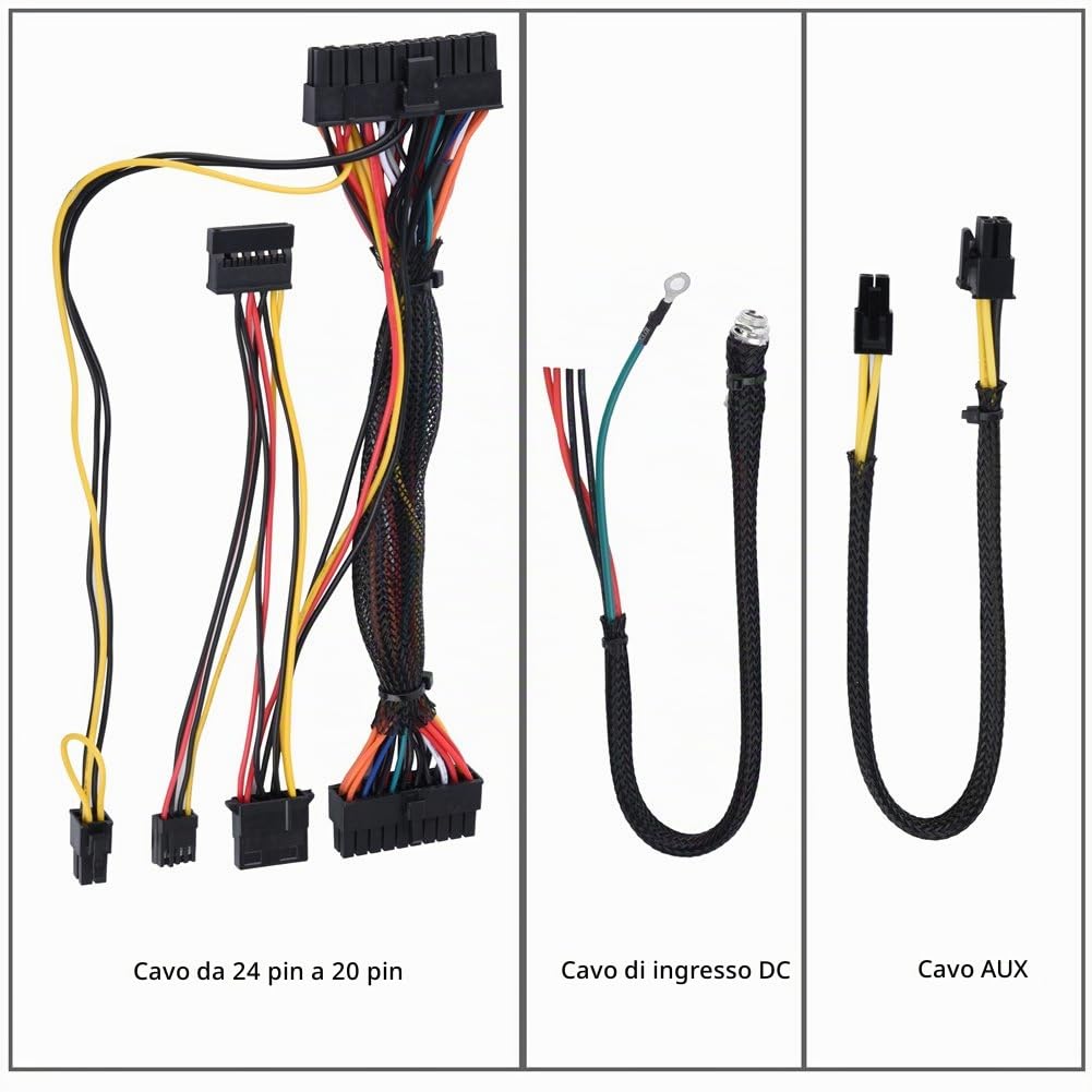 Modulo di alimentazione Bewinner da 300 W per mini-ITX e 1U Alimentatore per PC da 12 V con ingresso da 12 V Modulo di alimentazione da computer da 300 W con cavo da 24 pin/cavo AUX/SATA