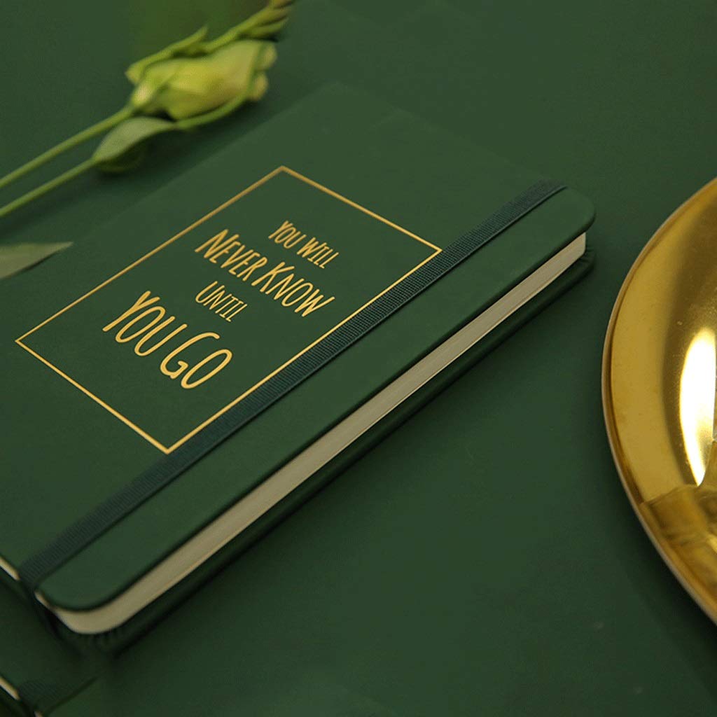 Journal Hardcover Croûte carnet de Cahier 80G Papier Page intérieure Bord de Rond-Notes Créatif Creative Exquis (Color : Green)