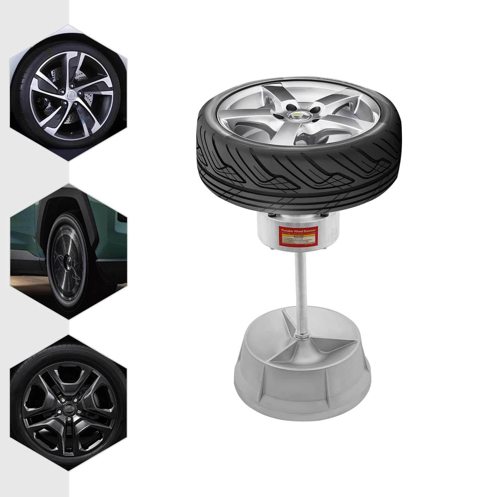 Máquina de equilibrado portátil, puede equilibrar ruedas de 1-1/2" a 4", neumáticos de balanceador de ruedas, para automóviles y camiones (plata)