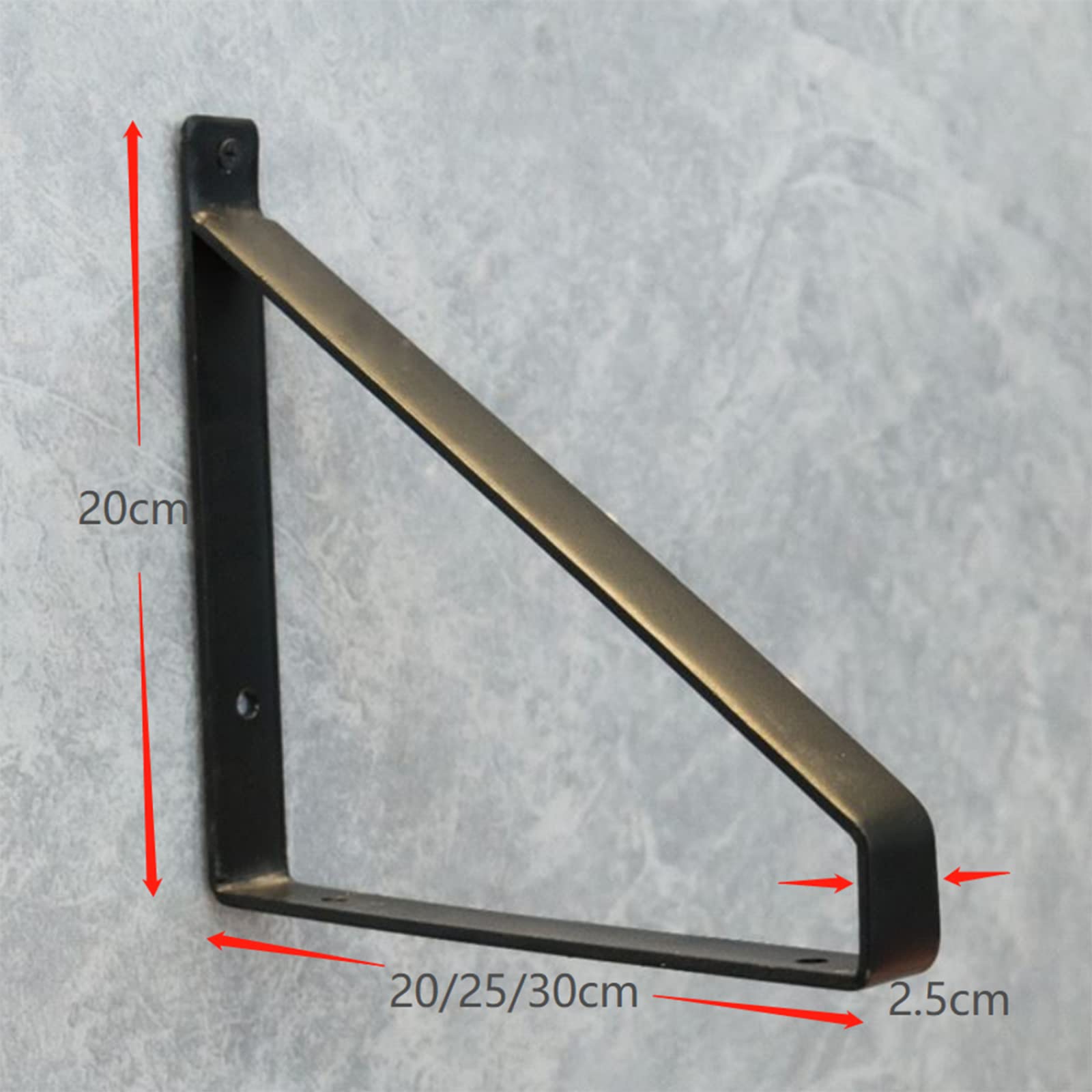Paquete de 2 Soportes Hierro para estantería,Soporte de Metal para estantería,Escuadras Estanterias Flotante Industrial,Soporte de Carga de 80 kg,con Tornillos,Black-30cm/11.8in