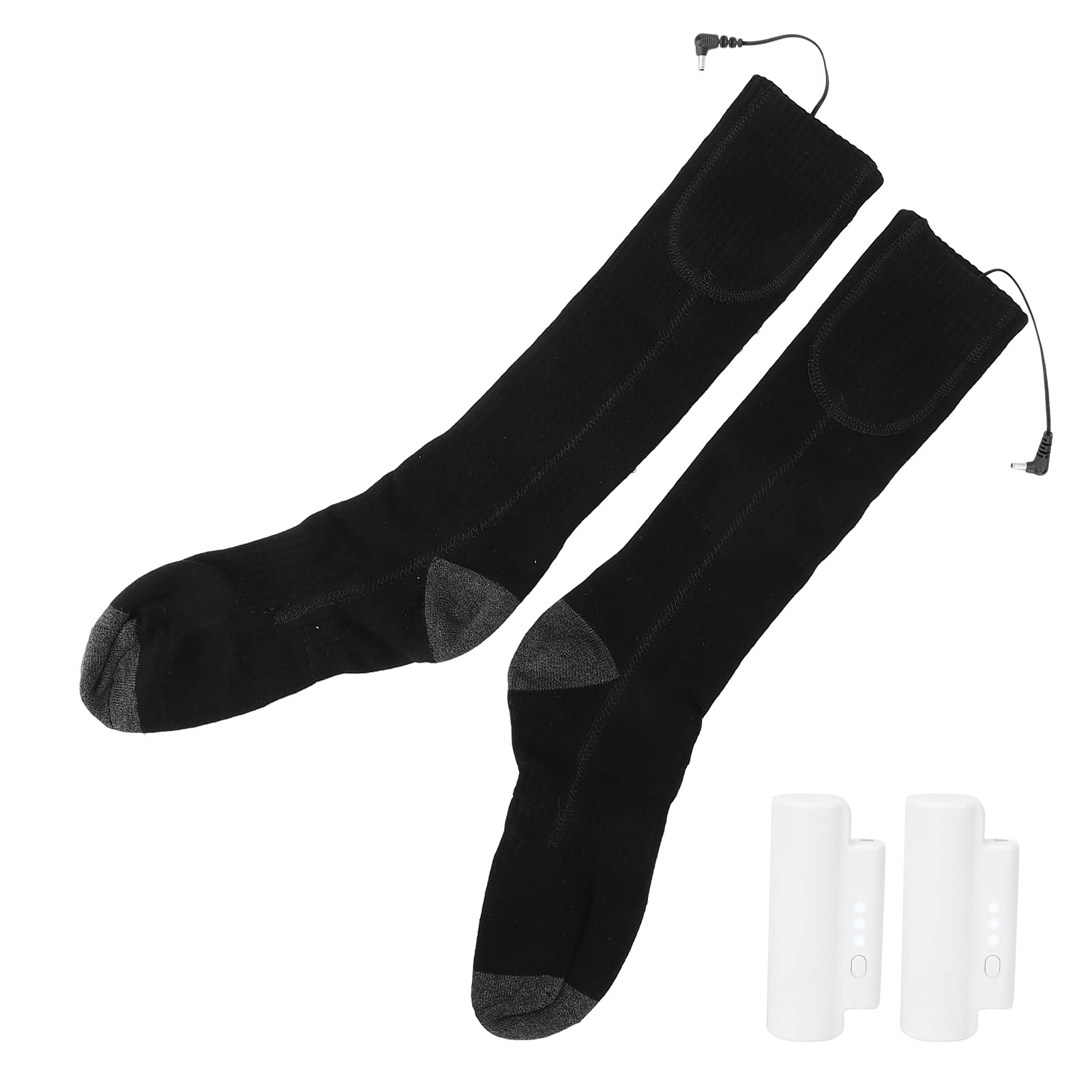 Chaussettes Chauffantes électriques, Coton Doux et épais, Batterie Rechargeable USB, Chaussettes Thermiques, Gris, Noir