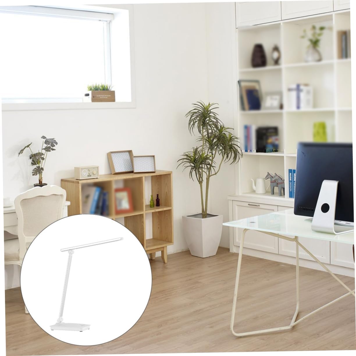 USB Rechargeable Led Desk Lamp Brightness Eye-Caring Light for Home Office Silver Finish Built Battery Includes USB Charging Cable