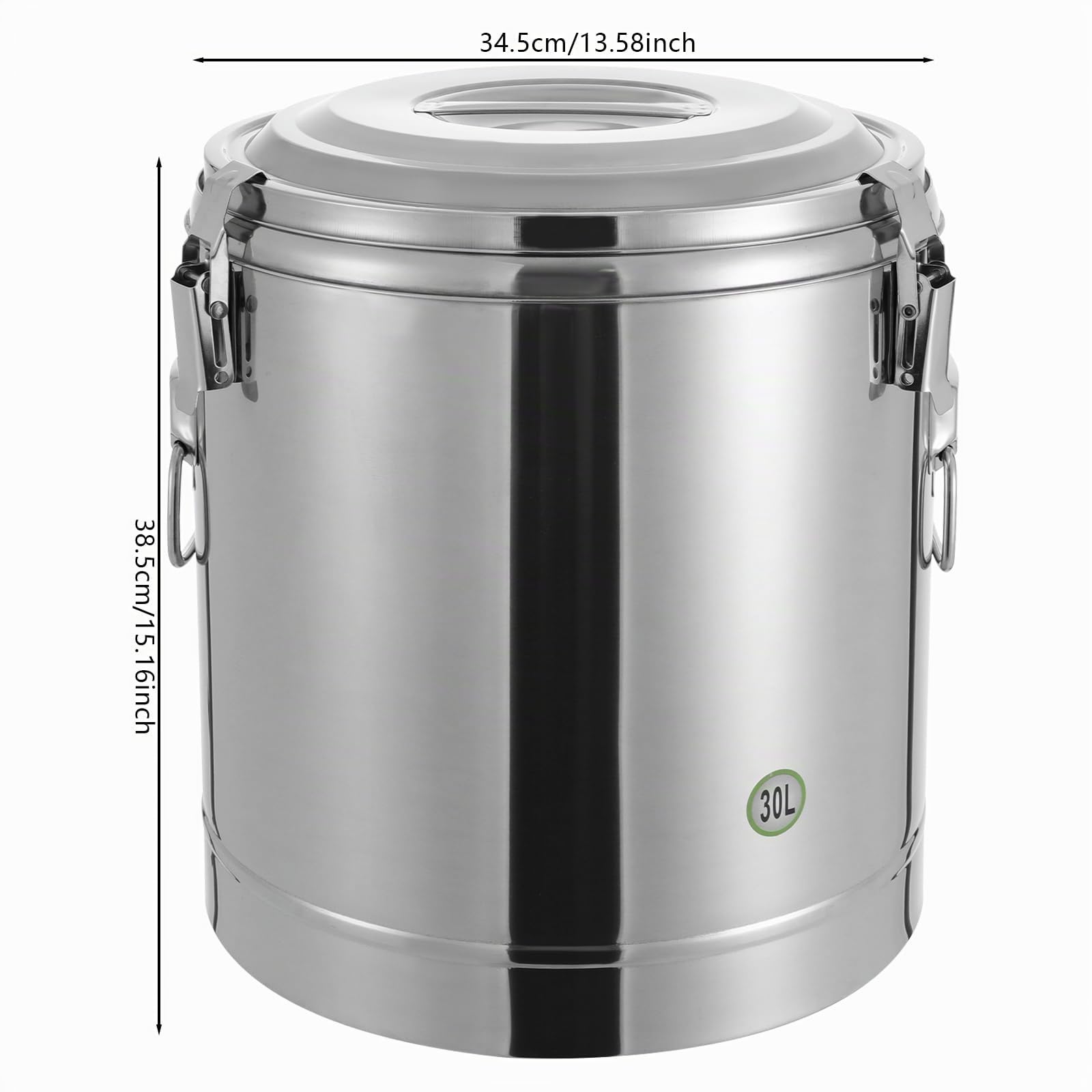 Profi Transport Thermobehälter - 10/20/30L Luftdichter Edelstahl Speisentransportbehälter mit Deckel und Spannverschluss für Nudeln, Suppe, Müsli | Großer Thermobehälter für Essen (30L)