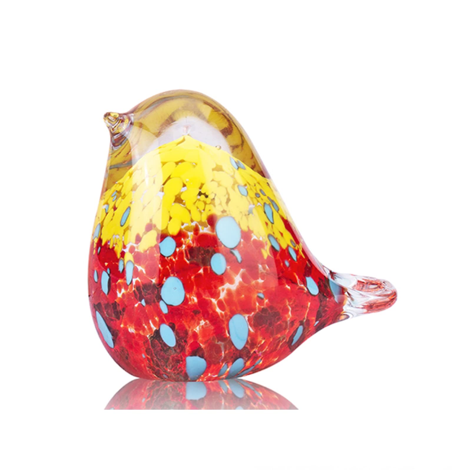 Amazon.co.jp: 色付き釉薬手作りガラス赤と黄色の鳥スズメの置物吹き