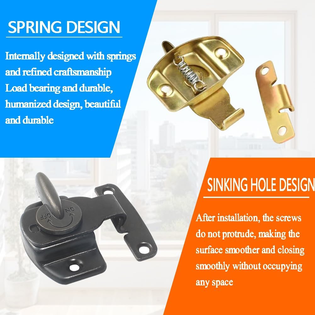 4Pcs Window Sash Lock, SiegYma Cam-Action Security Latch for Sliding/Up-Down Windows - Child Proof & Anti-Rust Metal Window Locks (Black)