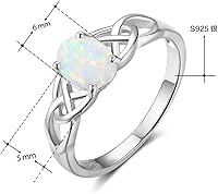 Vista 2 de Anillo de compromiso de boda de plata de ley 925 con nudo celta en forma de corazón de ópalo de fuego