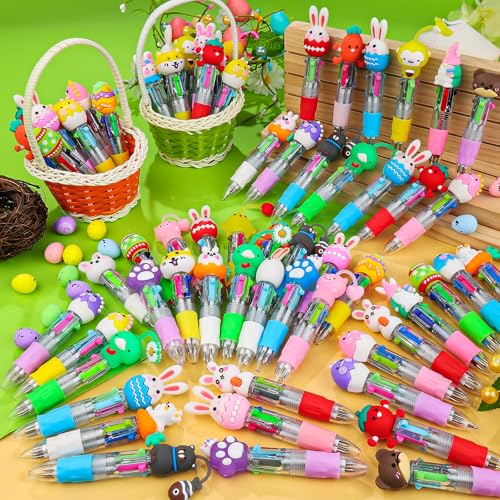 Image of CZWZ 120Pcs Mini Multicolor Pens in One 4-in-1 Cute Pens Bulk, Ballpoint Pen for Birthdays and Parties, Fun Gifts Assorted Ink Kawaii Pen(Easter)