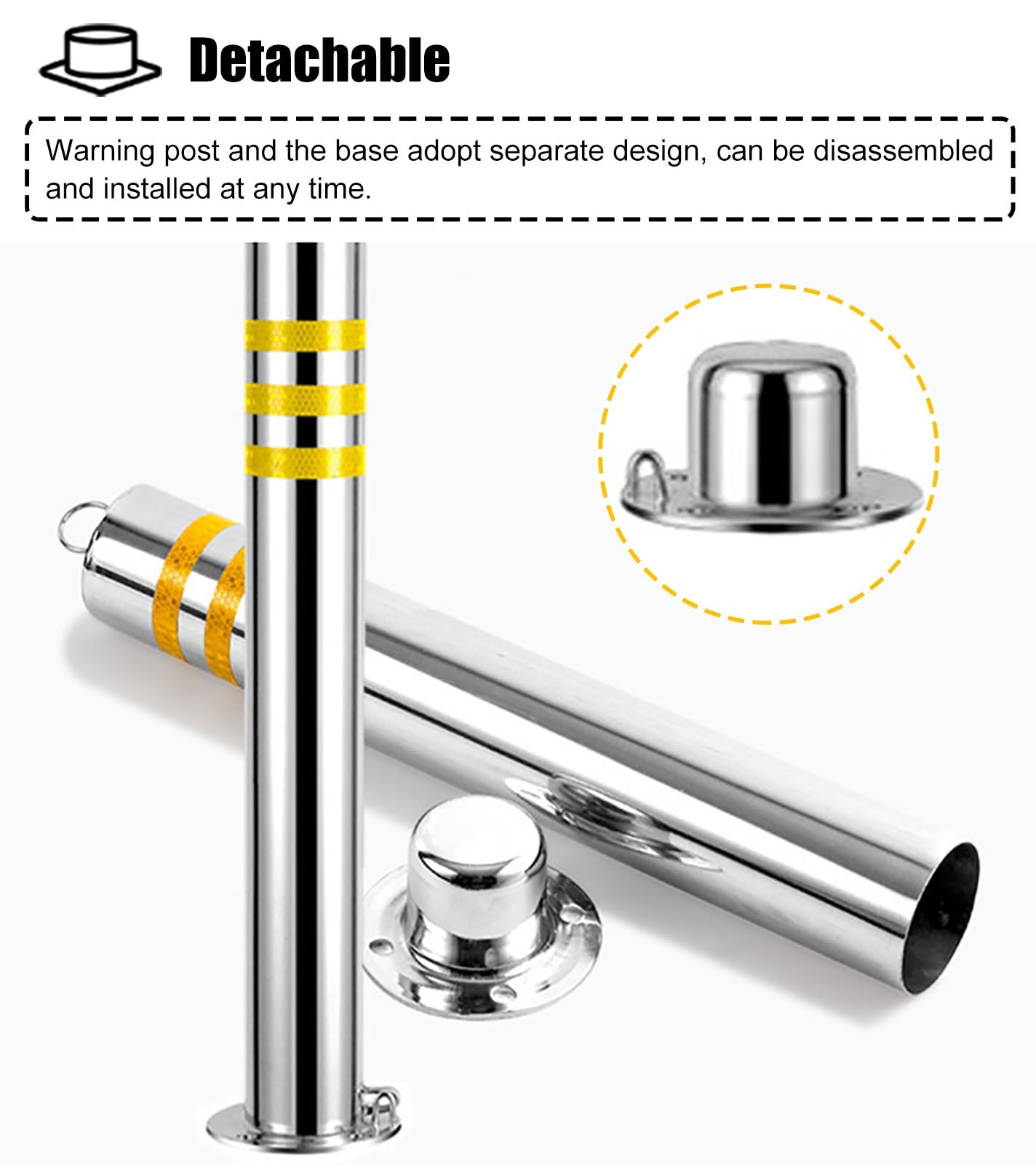 Conos de seguridad Barrera de control de acceso de poste de bolardo montado en el piso de concreto duradero for mejorar la seguridad vial y la gestión del tráfico(4Pcs,75cm)