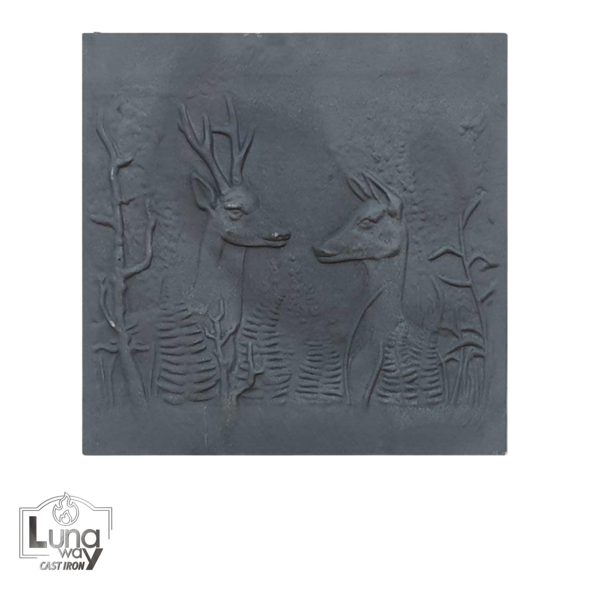 Plaque décorée faîtres en Fonte pour cheminée 60 x 60 cm Èp. 1 cm