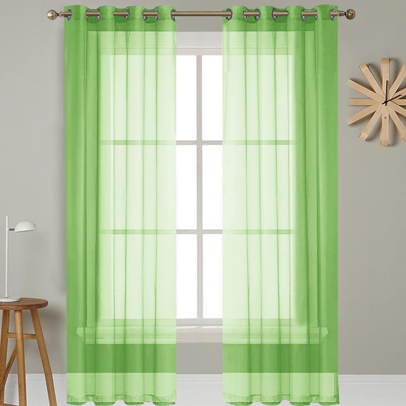 GAIFNAG Cortinas Salon, Cortinas y Visillos Blancos 120 x 140 cm con Ojales Anti Luz Cortina Termica Aislantes Frio y Calor Cortinas Salon Cortinas para Ventanas Salon/Cocina, Verde