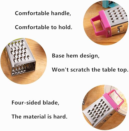 Miniatura 4 de Mini rallador de queso, 3 ralladores de caja pequeña de acero inoxidable, rallador profesional para rebanar queso, jengibre, verduras
