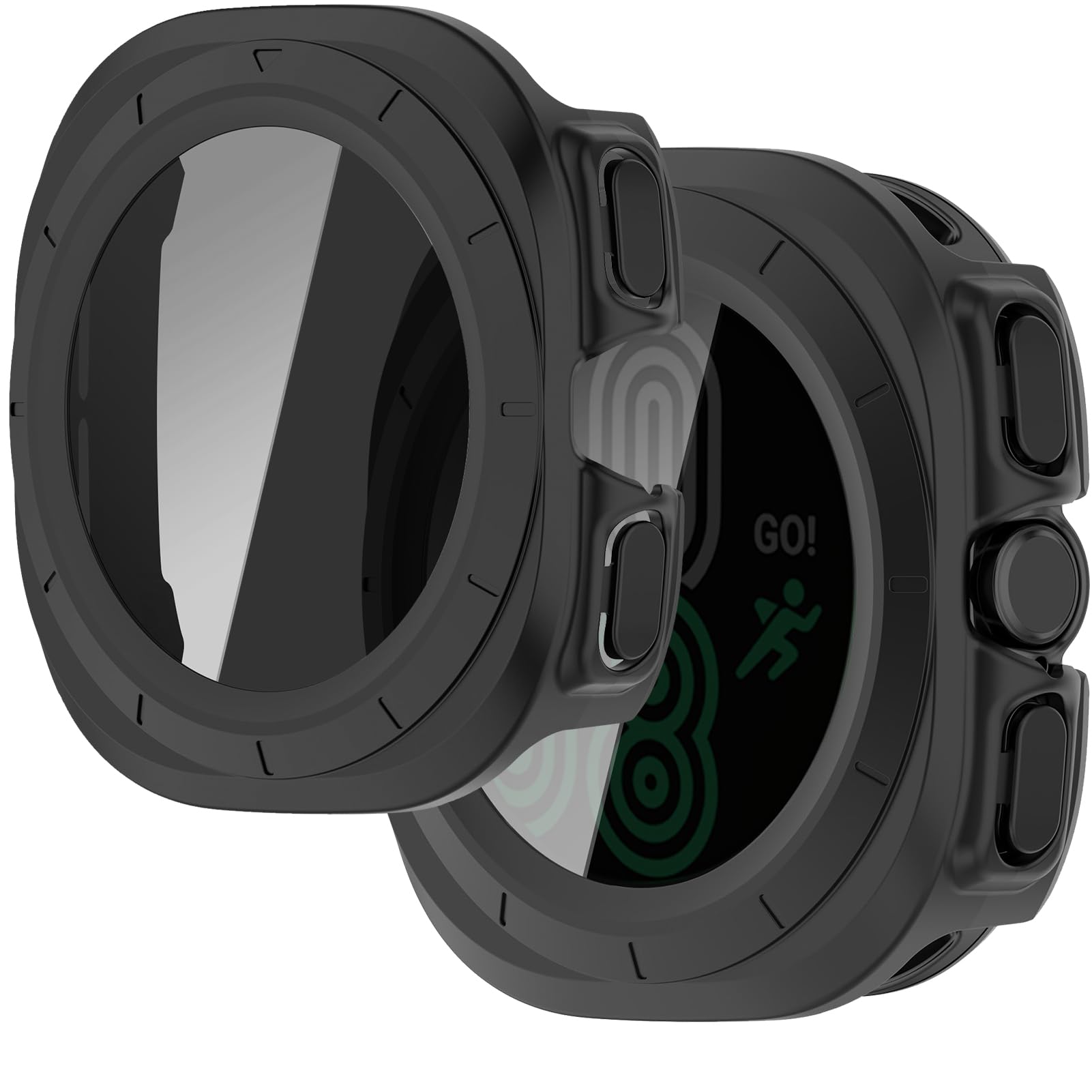 Miimall 2-Pack Privacy Screen Protector Case for Samsung Galaxy Watch Ultra 47MM, 9H Hardness Tempered Glass+ PC Cover, Anti-scratch Anti-spy Anti-peep Full Protective Case for Samsung Watch Ultra