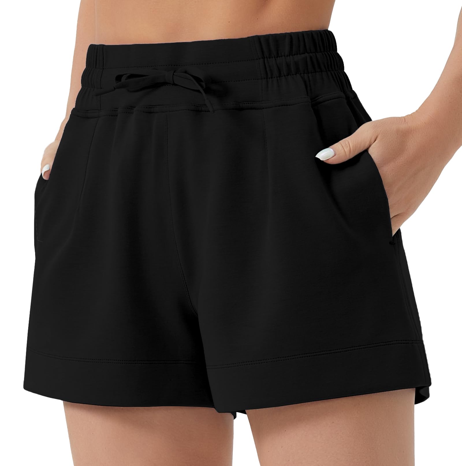 Dragon Fit Womens High Waisted Sweat Shorts Casual Cotton Workout Shorts Drawstring Running Shorts with 2 Pockets