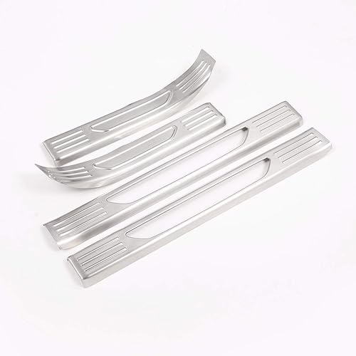 Miniatura 2 de 304 acero inoxidable interior umbral de la puerta Scuff placa guardias Trim 4 unids para Jaguar E-PACE 2018 2019 Auto Accesorios (Plata)