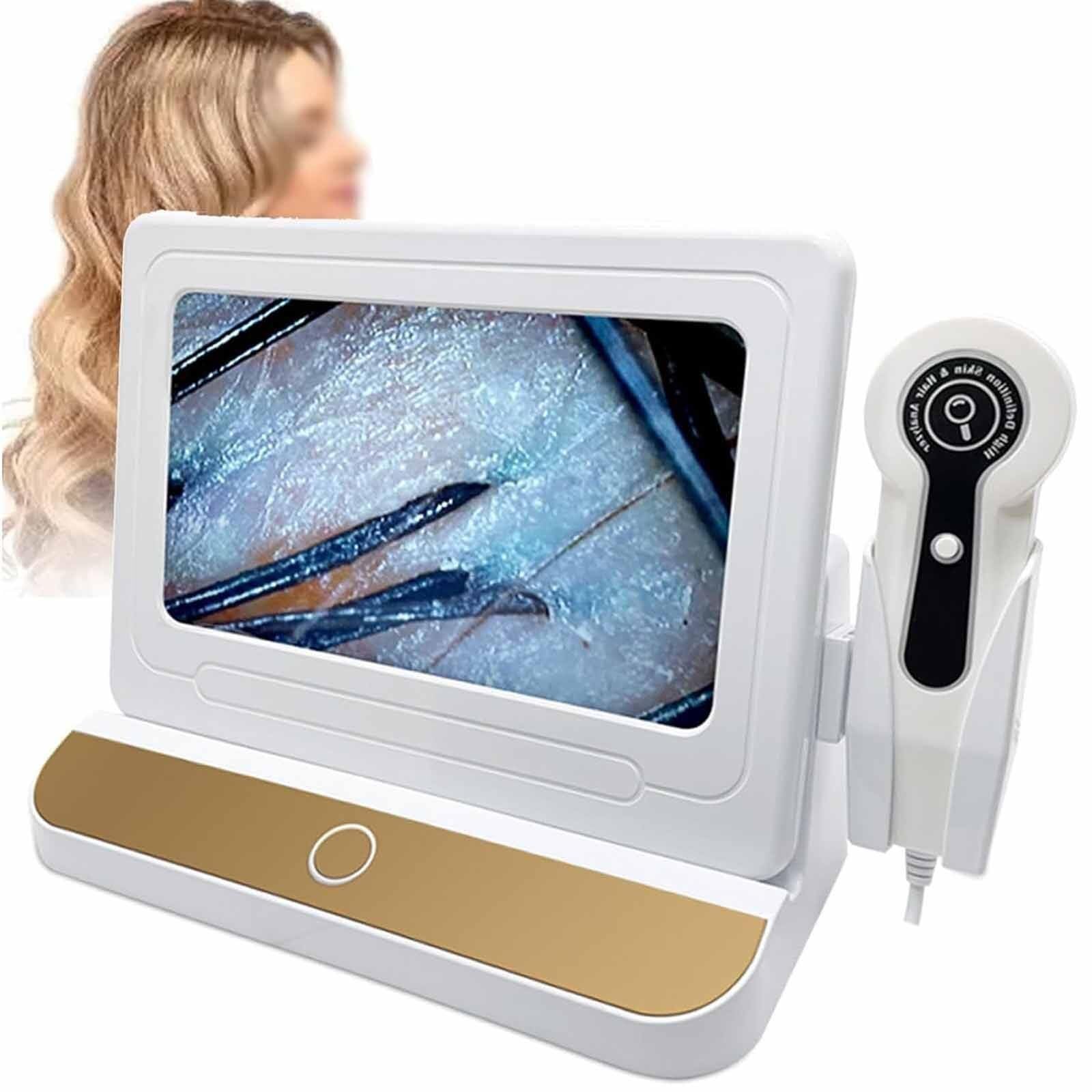 Microscopio digitale da 10 pollici per analizzatore della pelle dei capelli, rilevatore LCD del cuoio capelluto per test del follicolo pilifero e monitoraggio della salute della pelle