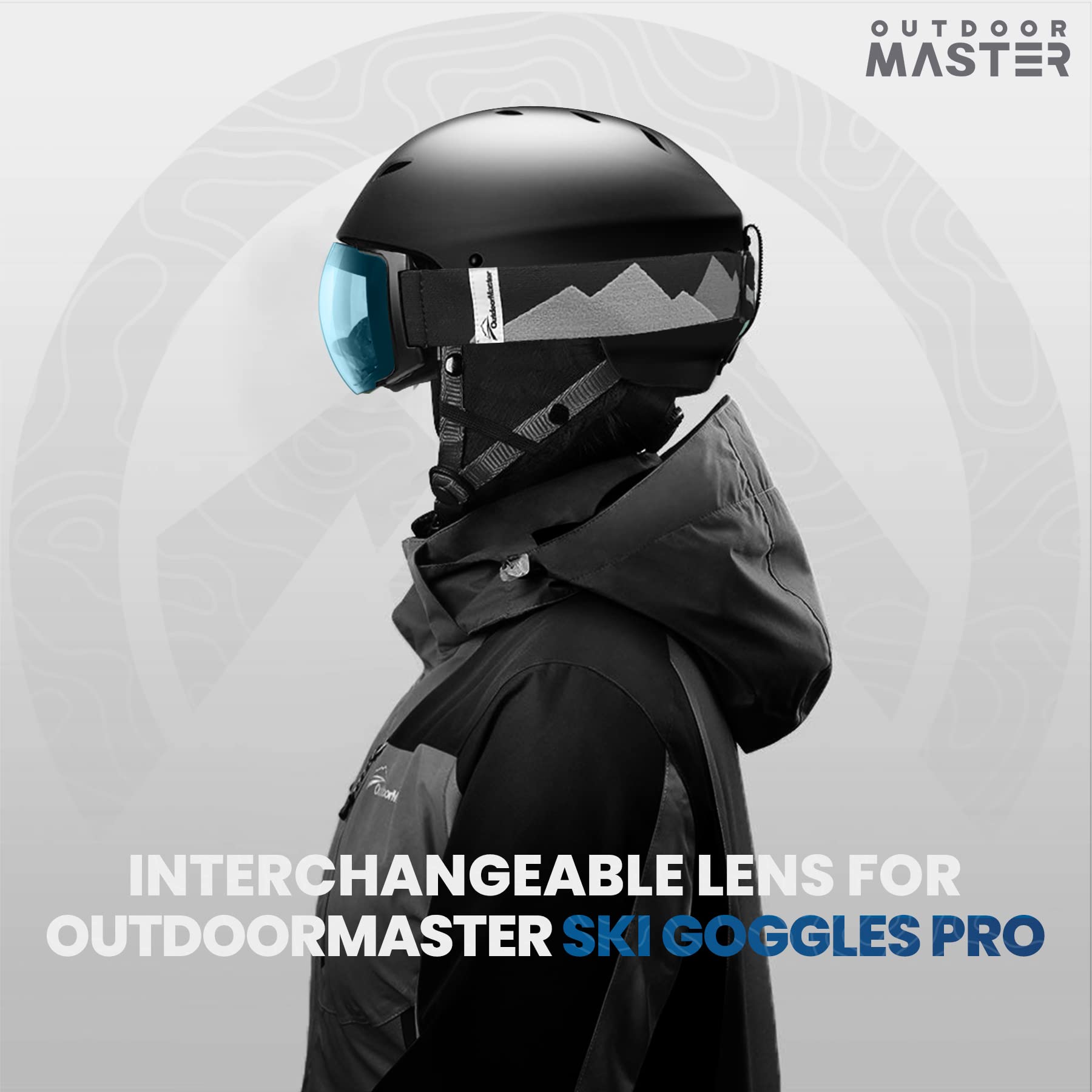 OutdoorMaster Gogle narciarskie PRO – wymienna soczewka bez oprawki, 100% ochrona UV400, gogle do jazdy na nartach i snowboardzie dla kobiet i mężczyzn (VLT 80%, jasnoniebieski)