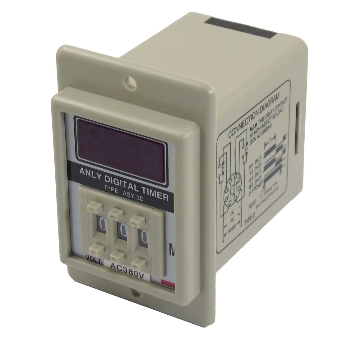 Gvbaepieo One Color Asy-3D 0.1-99.9S Second Digital Timer Programmable Time Relay Ac 380V