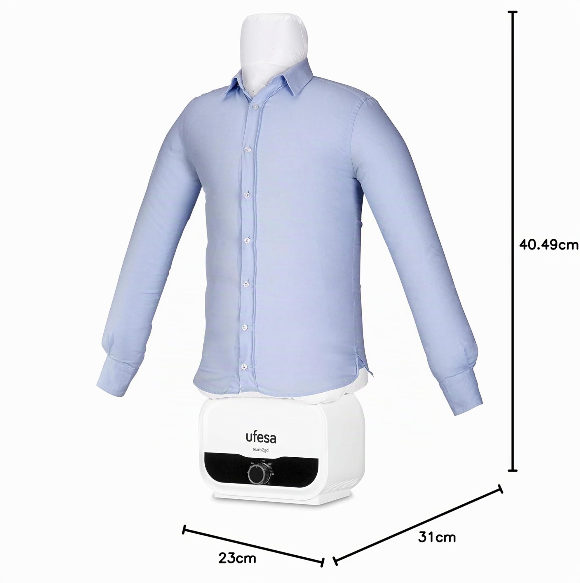 Ufesa SV1200 Mannequin 2 en 1, Repassage et Séchage Automatique, 1200 W, Elimine les Plis, Désodorise et Neutralise les Odeurs, Minuterie 3h, Tailles S - XXL