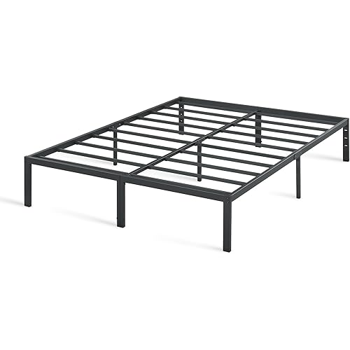 PrimaSleep 18 Inch Heavy Duty Steel Slat Anti-Slip Support, Easy Assembly Platform Bed frame, Noise Free Steel Mattress Foundation, Maximum Storage, No Box Spring Needed, Black, Cal King Size