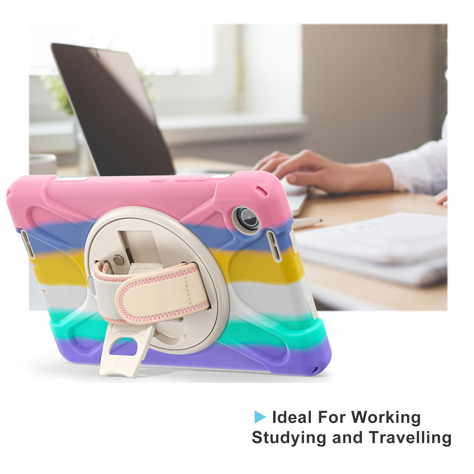 ProCase Custodia per Lenovo Tab One 8,7 Pollici 2025/ Tab K9 Copertura Protettiva Resistente Agli Urti Supporto Girevole con Tracolla Maniglia -Colorato