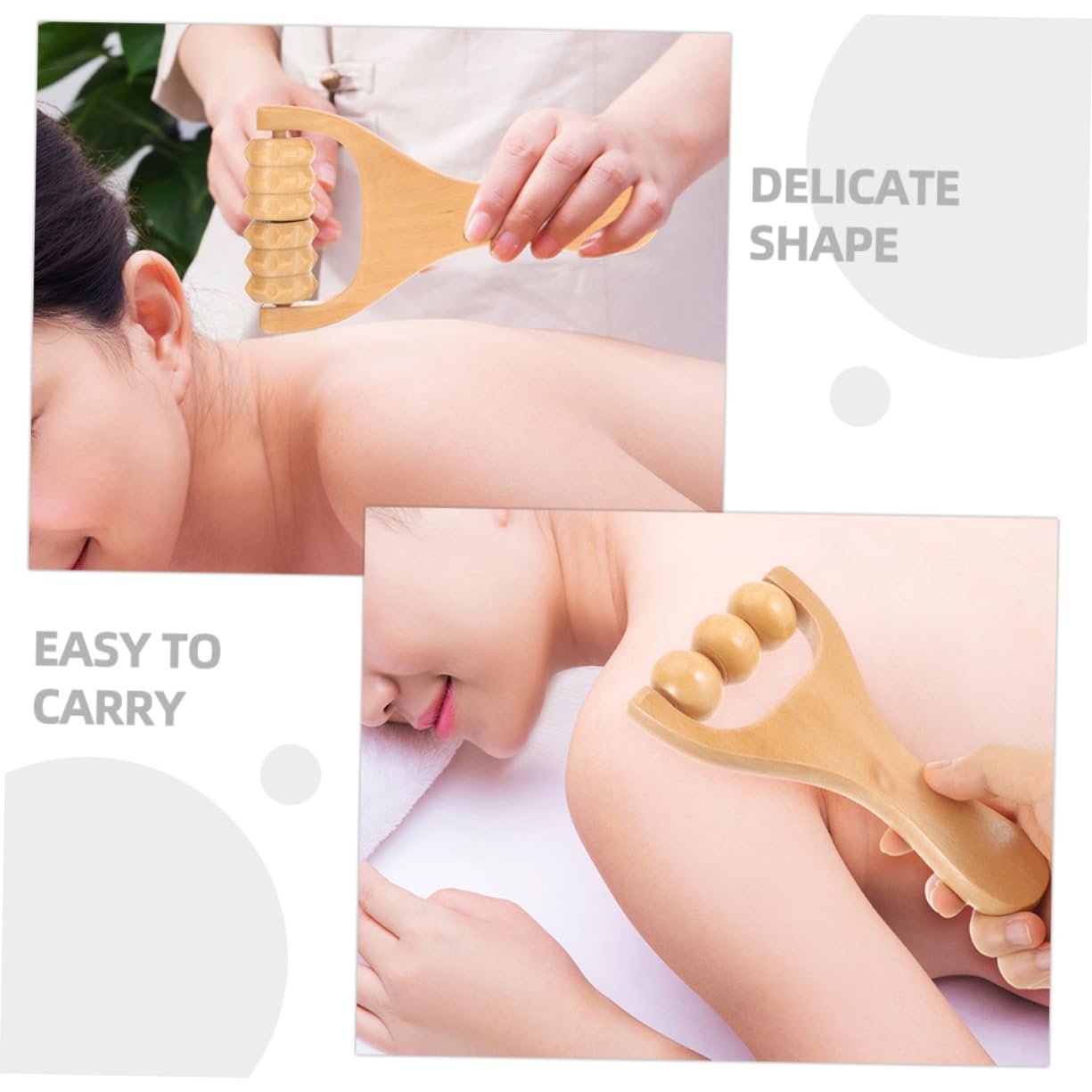 8piezas Rodillo De Masaje De Madera Para Alivio De Espalda Cuello y Pies Herramienta Portátil y Ergonómica Para Relajación Muscular y Automasaje
