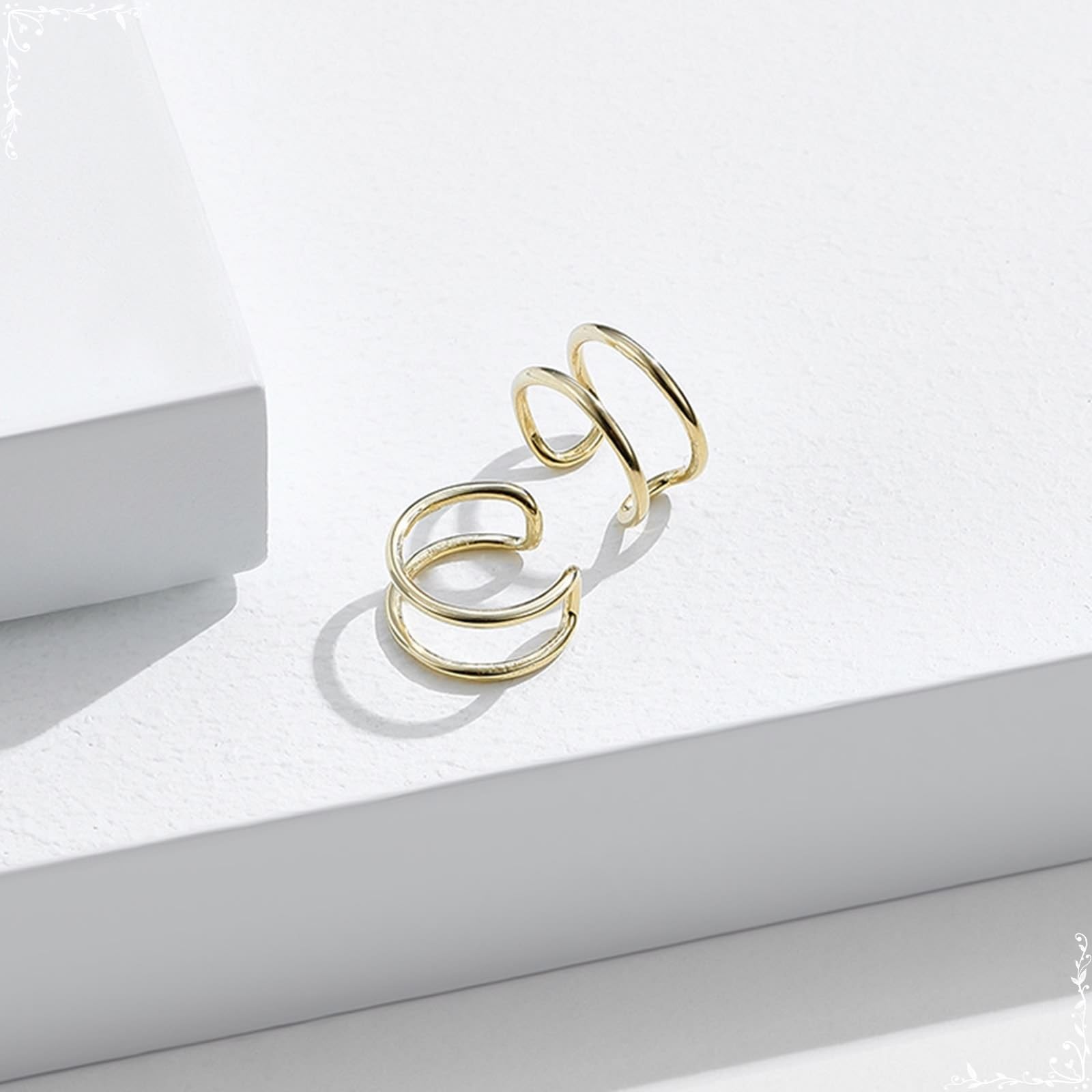 KnBoB Ohrringe Ohne Ohrloch Ohrklemme Damen 9K Gold Schlicht Echtgold Ear Cuff Ohrmanschette Ohrschmuck Nickelfrei
