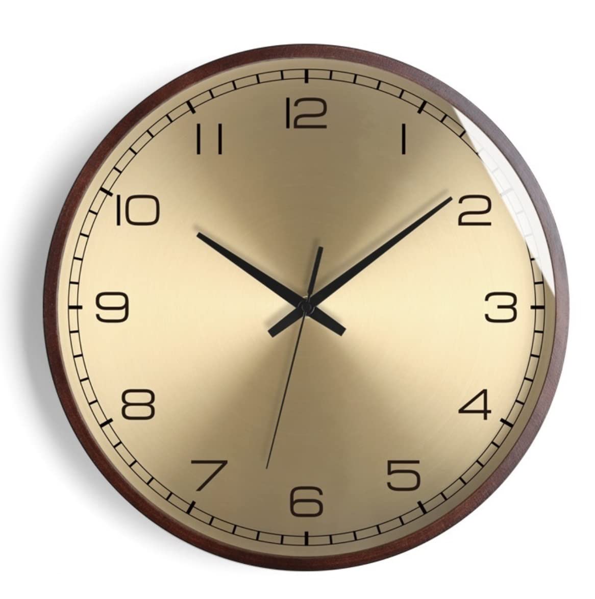 AZHKJKZH Wall Mounted Clock Round Wall Clock Modern Glass Mirror Hang Silent Quartz Clocks For Bedroom Living Room Home For Living Room(Gold,14inch)
