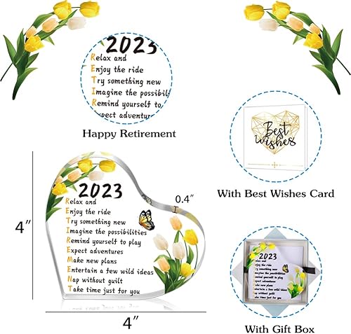 Miniatura 6 de D24TIME Regalos de jubilación para mujeres 2023 de 4 pulgadas, recuerdo de mesa de jubilación y pisapapeles, placa de regalo de jubilación