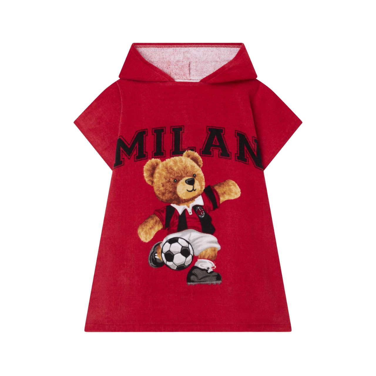 AC Milan Children's Poncho 60 x 120 cm, 100% Cotton, Official Product, red, 60