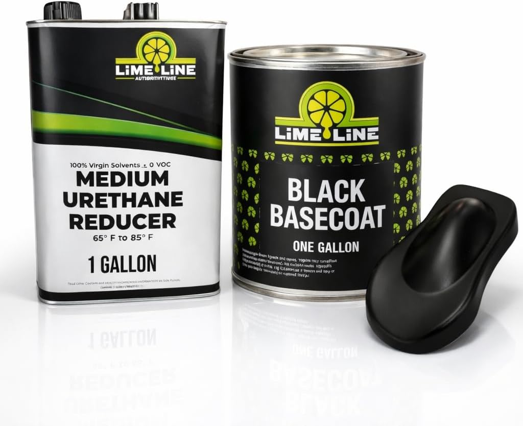 LiME LiNE Automotive Basecoat -1 Gallon Combo - Mix 1:1 with Urethane Reducer - Must be Clearcoated (Black with Reducer)