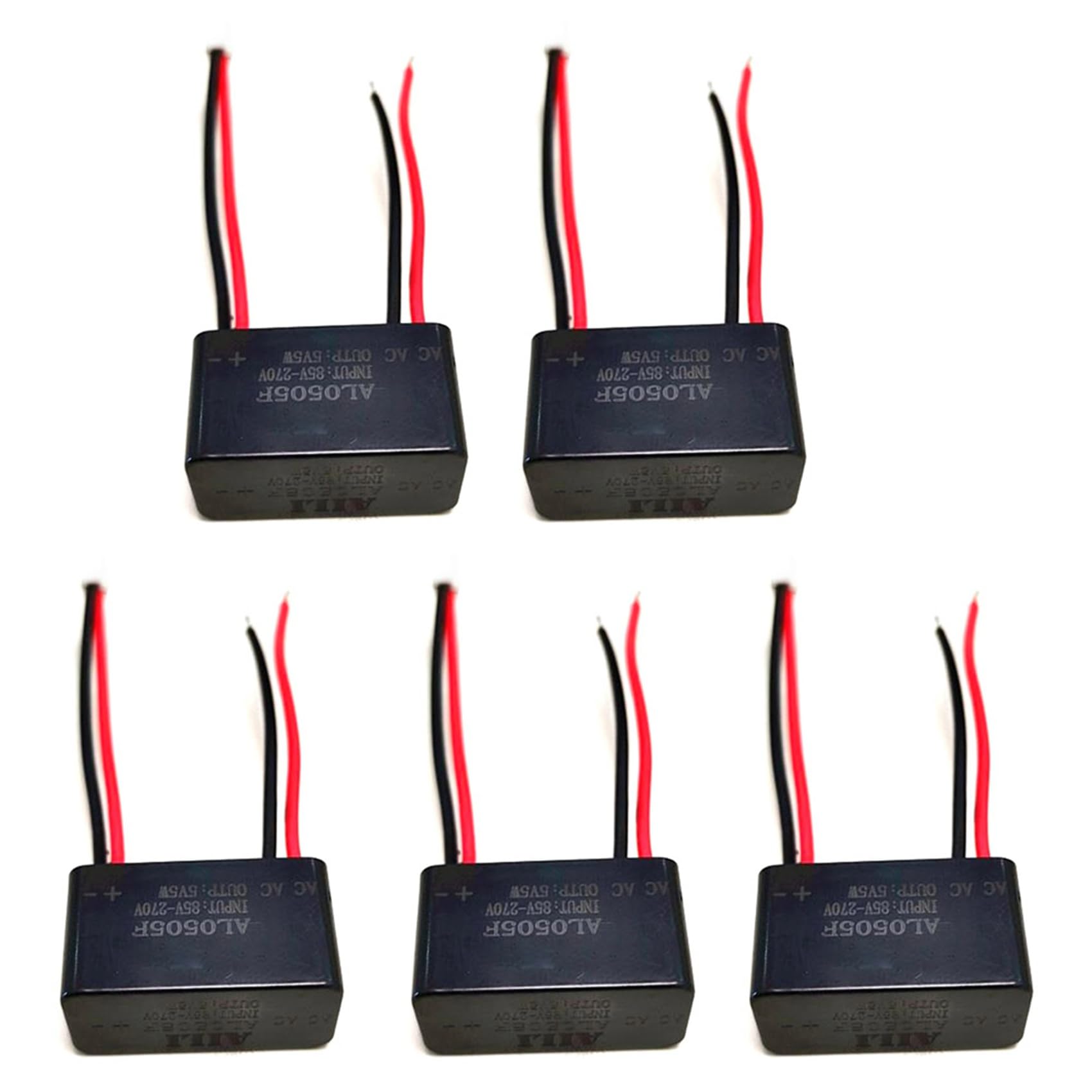 Jnchdghwa Black 5X Ac 220V To Dc 5V/1A Mini Transformer 5W Waterproof Epoxy Potting Light Power Supply Isolation Switch Module Driver
