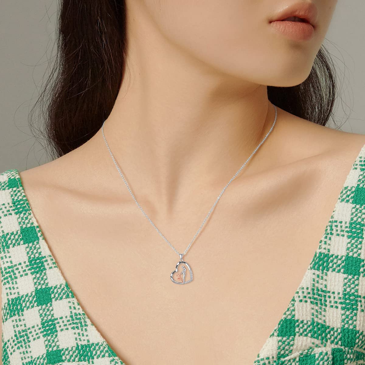ROMANTICWORK Father Daughter Necklace Sterling Silver from Dad I Love You Forever Heart Pendant Jewellery Birthday Gifts for Girls