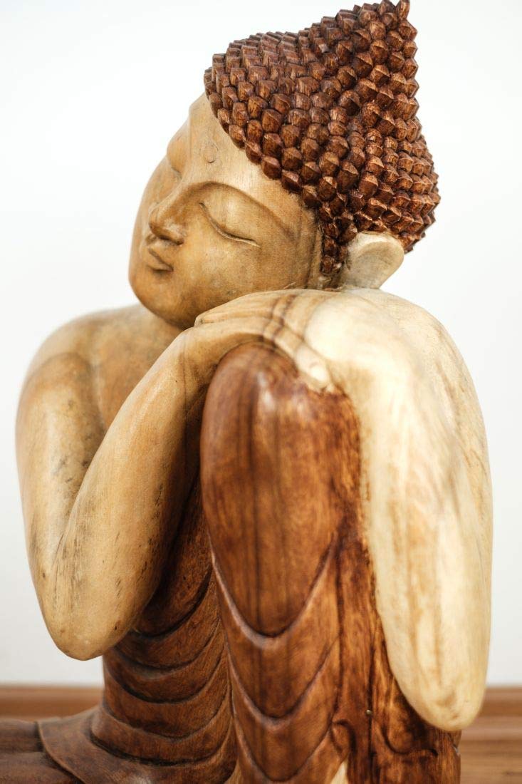 Livasia Bouddha en Bois de Bali, Statue bouddhique, Sculpture en Bois Massif, Durable et Fait Main (50 cm)